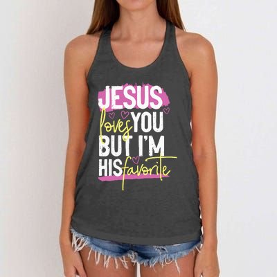 Jesus Loves You But IM His Favorite Women's Knotted Racerback Tank