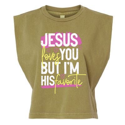 Jesus Loves You But IM His Favorite Garment-Dyed Women's Muscle Tee