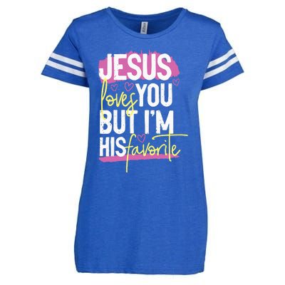 Jesus Loves You But IM His Favorite Enza Ladies Jersey Football T-Shirt