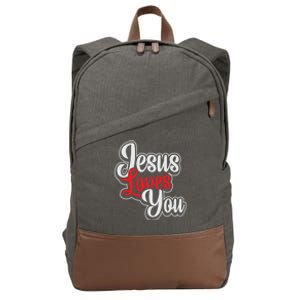 Jesus Loves You Loving Christian Faith Gift Cotton Canvas Backpack