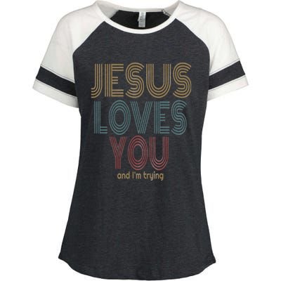 Jesus Loves You This I Know Christian Love Meaningful Gift Enza Ladies Jersey Colorblock Tee