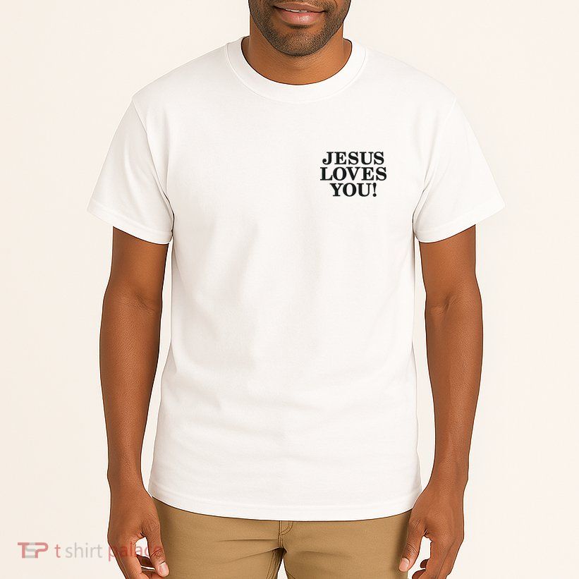 Jesus Loves You Christian Hope Faith Charity Black Embroidered Embroidered Tall T-Shirt