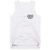 Jesus Loves You Christian Hope Faith Charity Black Embroidered Embroidered Tank Top