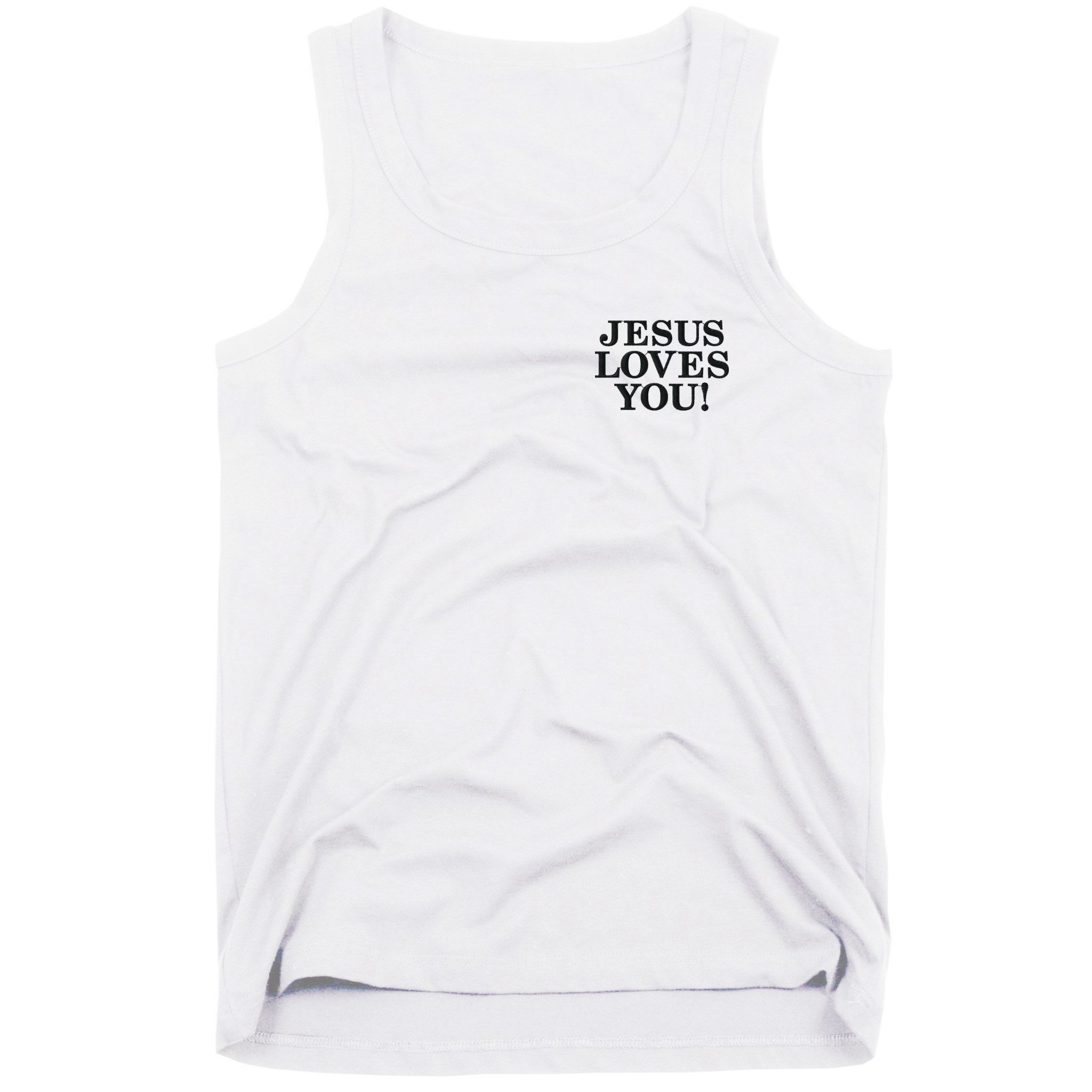 Jesus Loves You Christian Hope Faith Charity Black Embroidered Embroidered Tank Top