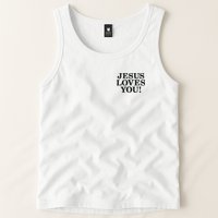 Jesus Loves You Christian Hope Faith Charity Black Embroidered Embroidered Tank Top