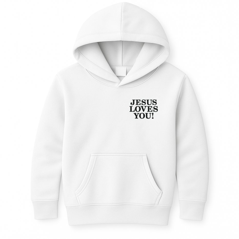 Jesus Loves You Christian Hope Faith Charity Black Embroidered Embroidered Kids Hoodie