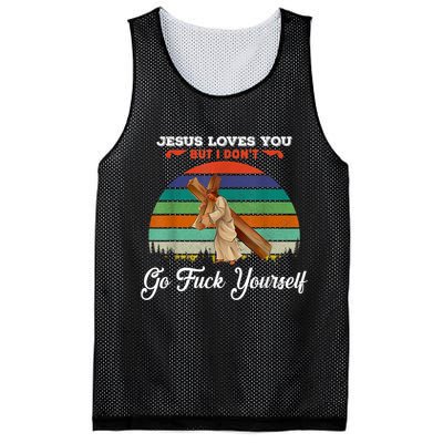 Jesus Loves You But I Don't Go Fuck Yourself Mesh Reversible Basketball Jersey Tank