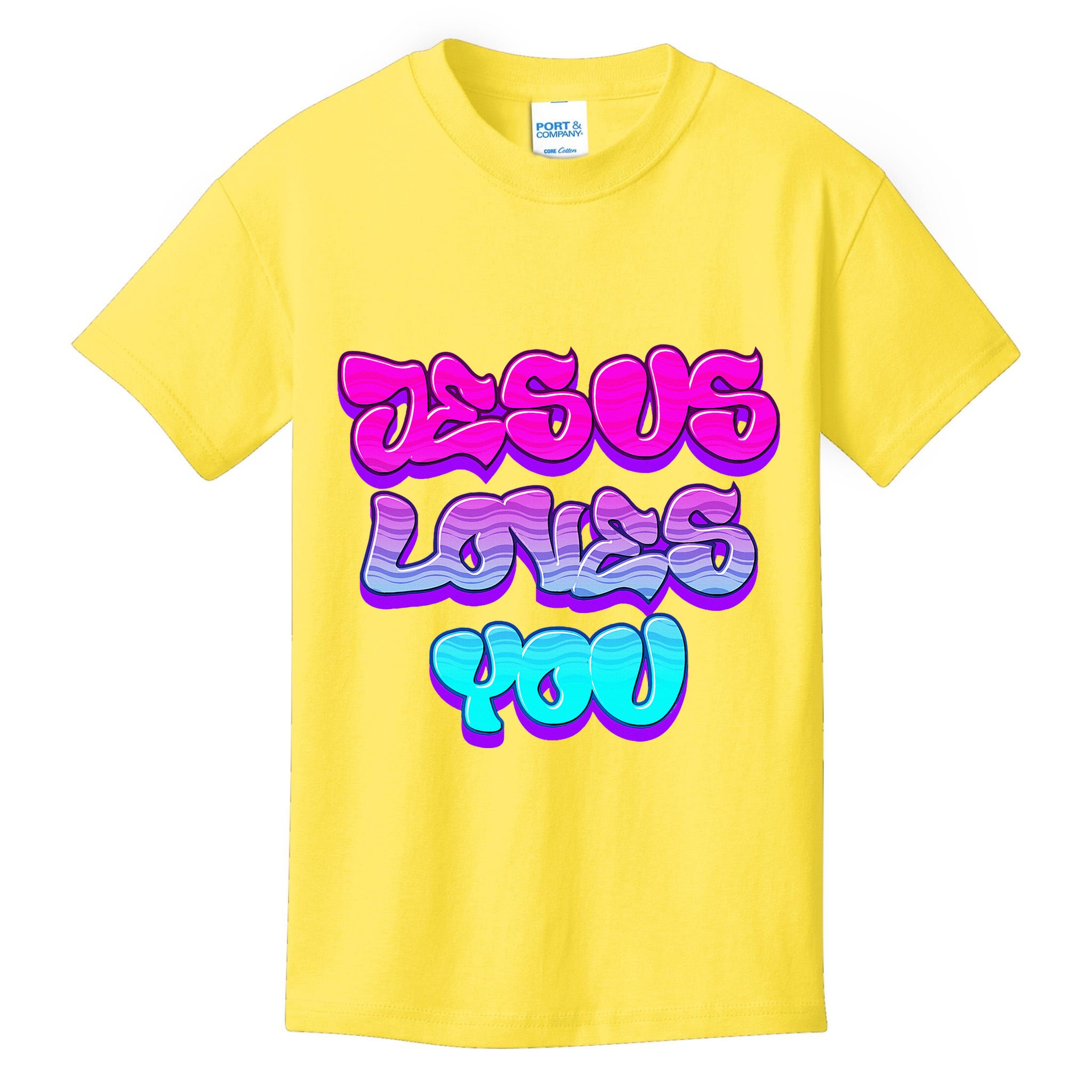 Jesus Loves You Graffiti Christian Kids T-Shirt | TeeShirtPalace