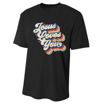 Jesus Loves You Retro Vintage Style Performance Sprint T-Shirt