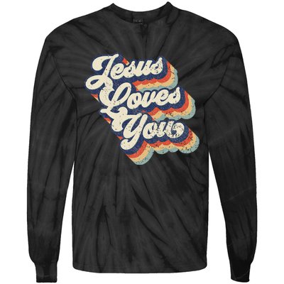 Jesus Loves You Retro Vintage Style Tie-Dye Long Sleeve Shirt