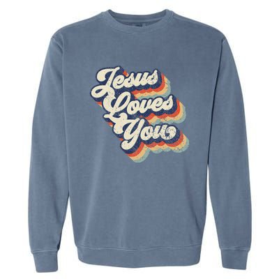 Jesus Loves You Retro Vintage Style Garment-Dyed Sweatshirt