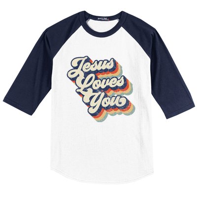 Jesus Loves You Retro Vintage Style Baseball Sleeve Shirt