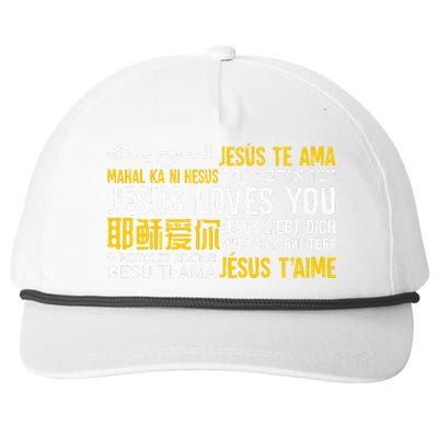 Jesus Loves You In Many Languages Christian Evangelism Snapback Five-Panel Rope Hat