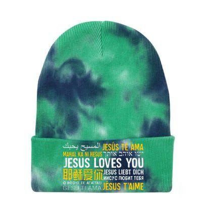 Jesus Loves You In Many Languages Christian Evangelism Tie Dye 12in Knit Beanie