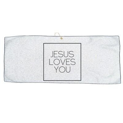 Jesus Loves You Large Microfiber Waffle Golf Towel