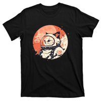 Japanese Minimalist 1950s Retro Space Cat Good Luck Kanji T-Shirt