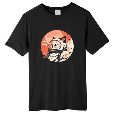 Japanese Minimalist 1950s Retro Space Cat Good Luck Kanji Tall Fusion ChromaSoft Performance T-Shirt