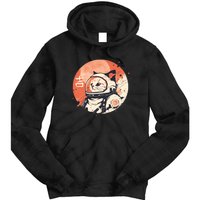 Japanese Minimalist 1950s Retro Space Cat Good Luck Kanji Tie Dye Hoodie