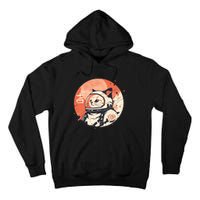 Japanese Minimalist 1950s Retro Space Cat Good Luck Kanji Tall Hoodie