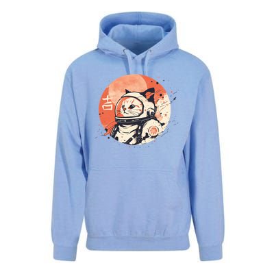 Japanese Minimalist 1950s Retro Space Cat Good Luck Kanji Unisex Surf Hoodie