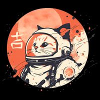 Japanese Minimalist 1950s Retro Space Cat Good Luck Kanji Toddler T-Shirt