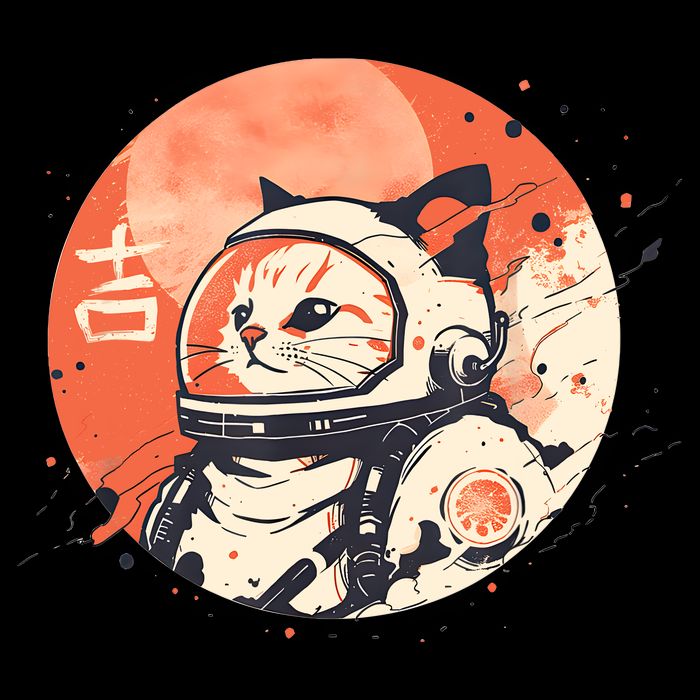 Japanese Minimalist 1950s Retro Space Cat Good Luck Kanji Toddler T-Shirt