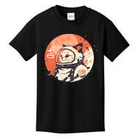 Japanese Minimalist 1950s Retro Space Cat Good Luck Kanji Kids T-Shirt