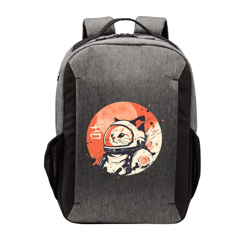 Japanese Minimalist 1950s Retro Space Cat Good Luck Kanji Vector Backpack