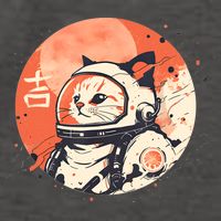 Japanese Minimalist 1950s Retro Space Cat Good Luck Kanji Vector Backpack