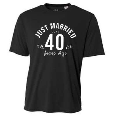 Just Married 40 Years Ago Husband And Wife Cooling Performance Crew T-Shirt