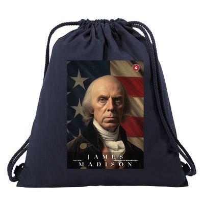 James Madison 4th President Of The United States Portrait Drawstring Bag