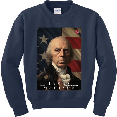 James Madison 4th President Of The United States Portrait Kids Sweatshirt