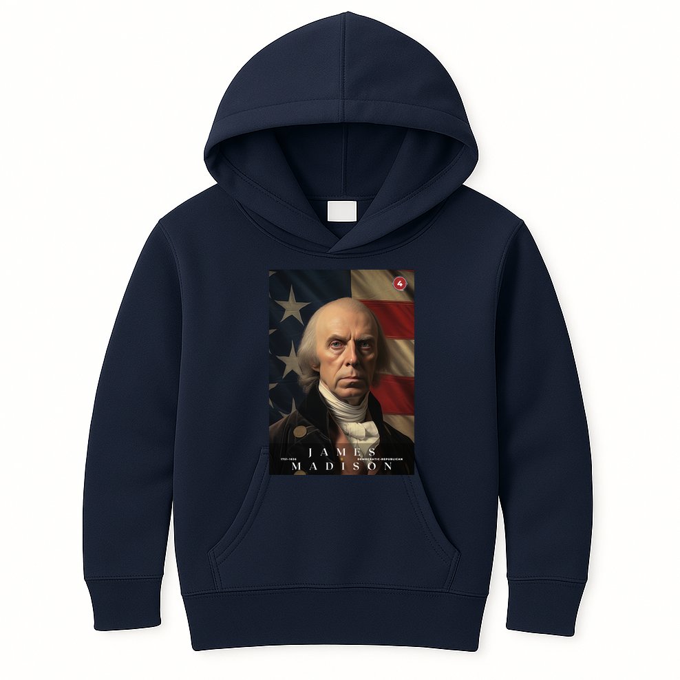 James Madison 4th President Of The United States Portrait Kids Hoodie
