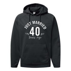 Just Married 40 Years Ago Husband And Wife Performance Fleece Hoodie