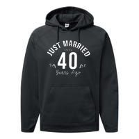 Just Married 40 Years Ago Husband And Wife Performance Fleece Hoodie