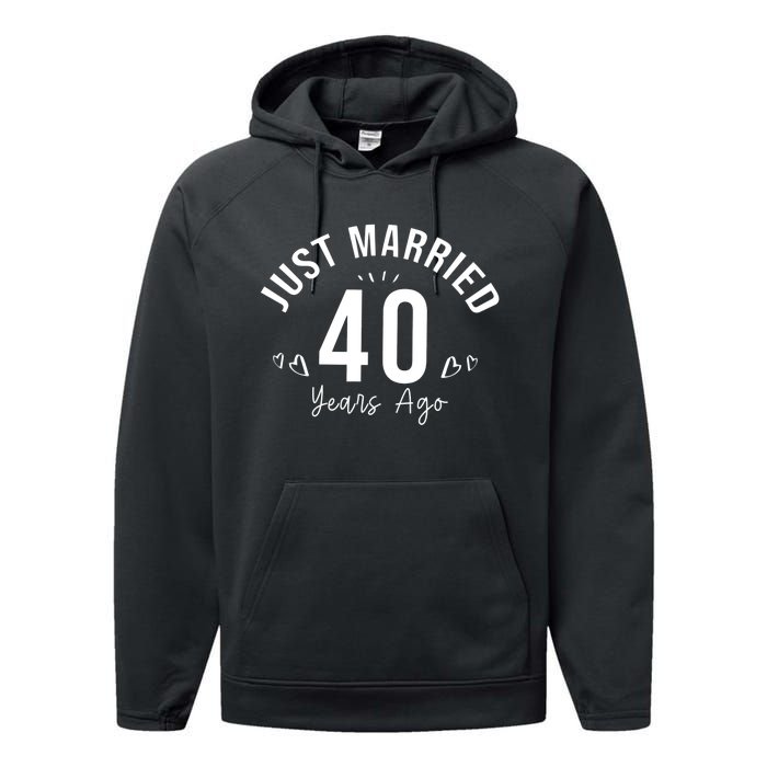 Just Married 40 Years Ago Husband And Wife Performance Fleece Hoodie