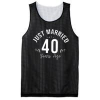 Just Married 40 Years Ago Husband And Wife Mesh Reversible Basketball Jersey Tank