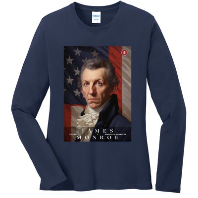 James Monroe 5th President Of The United States Portrait Ladies Long Sleeve Shirt