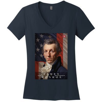 James Monroe 5th President Of The United States Portrait Women's V-Neck T-Shirt