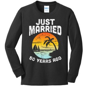 Just Married 50 Years Ago Anniversary Cruise Kids Long Sleeve Shirt