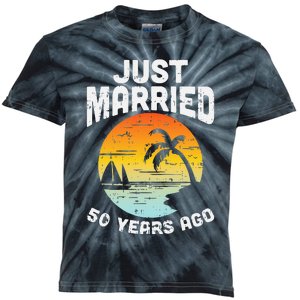 Just Married 50 Years Ago Anniversary Cruise Kids Tie-Dye T-Shirt