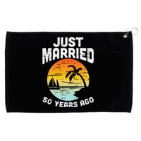 Just Married 50 Years Ago Anniversary Cruise Couple Gift Grommeted Golf Towel