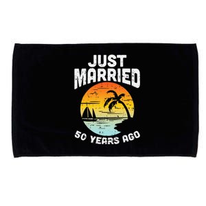 Just Married 50 Years Ago Anniversary Cruise Couple Gift Microfiber Hand Towel