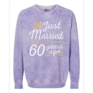 Just Married 60 Years Ago 60th Wedding Anniversary Matching Colorblast Crewneck Sweatshirt