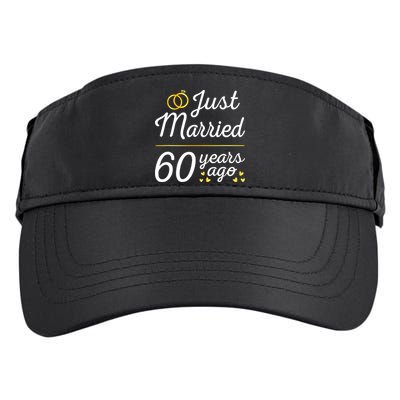 Just Married 60 Years Ago 60th Wedding Anniversary Matching Adult Drive Performance Visor