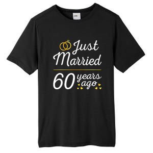 Just Married 60 Years Ago 60th Wedding Anniversary Matching Tall Fusion ChromaSoft Performance T-Shirt