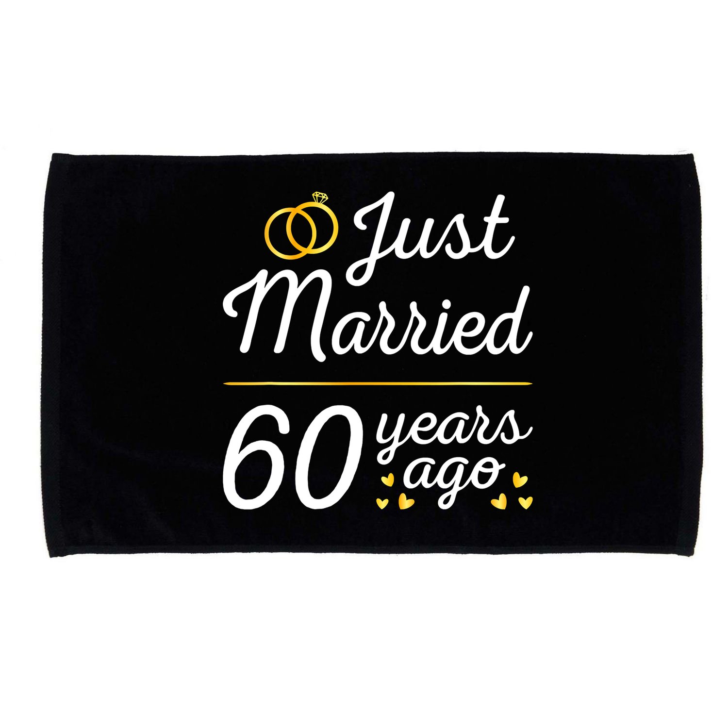Just Married 60 Years Ago 60th Wedding Anniversary Matching Microfiber Hand Towel