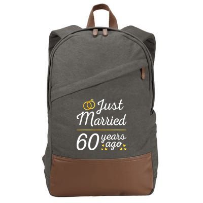 Just Married 60 Years Ago 60th Wedding Anniversary Matching Cotton Canvas Backpack