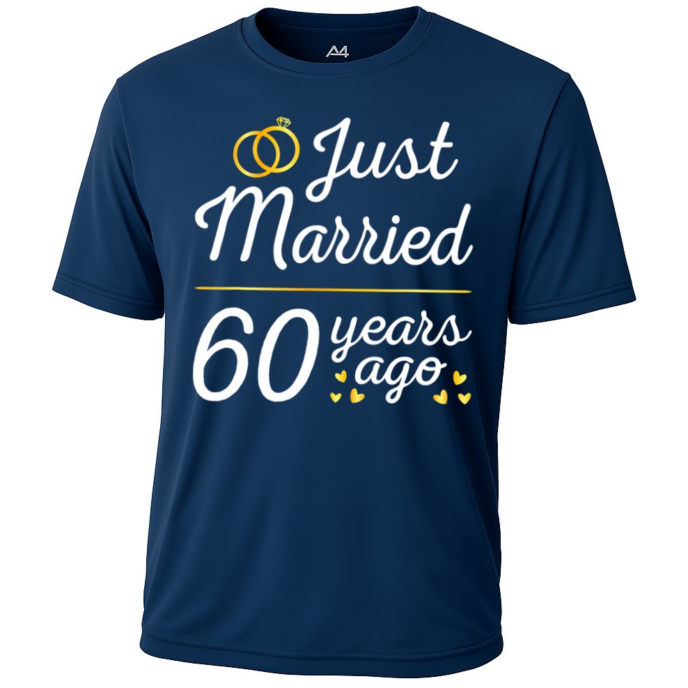 Just Married 60 Years Ago 60th Wedding Anniversary Matching Cooling Performance Crew T-Shirt