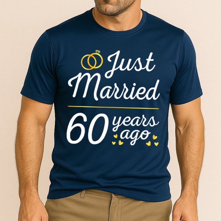 Just Married 60 Years Ago 60th Wedding Anniversary Matching Cooling Performance Crew T-Shirt